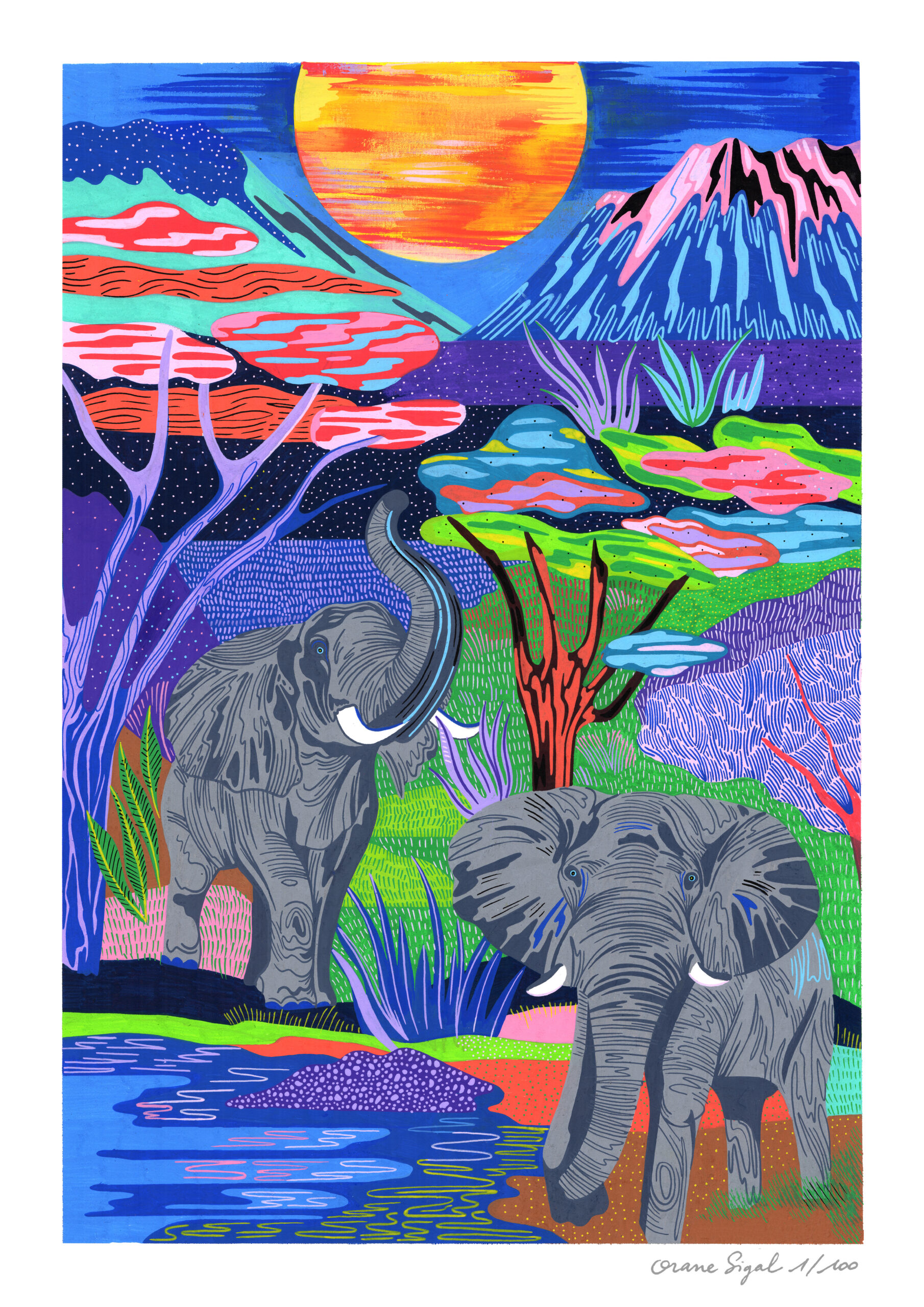elephants-orane-sigal-lasigalerie-tirage-art-illustration-lyon-1