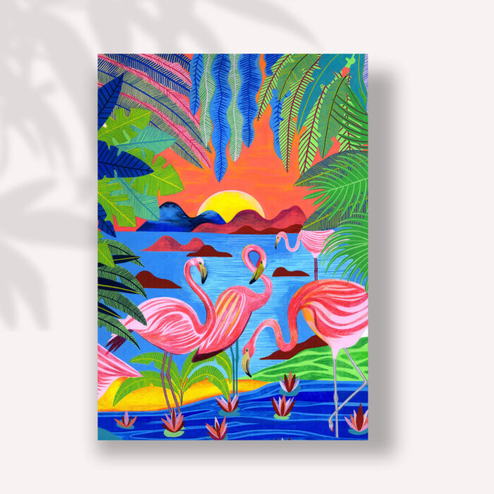 flamants-roses-sigal-orane-carte-postale-illustration-lyon