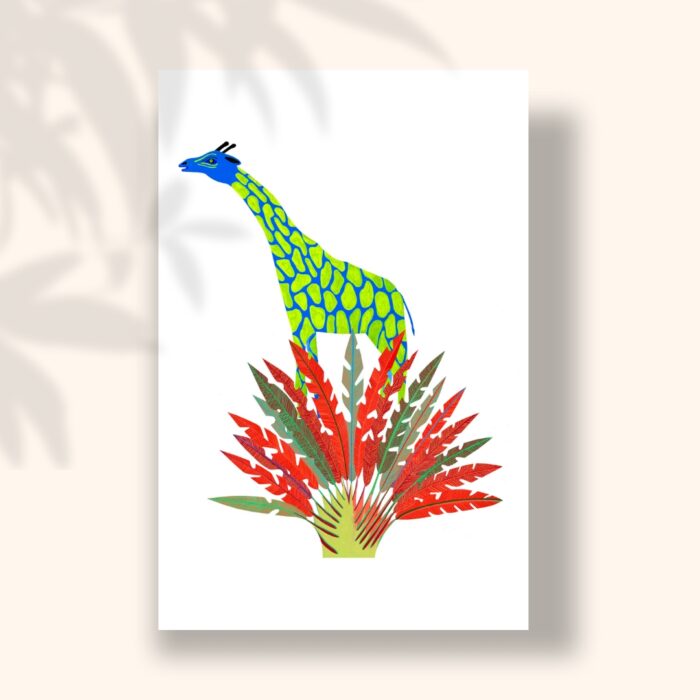 girafe-et-feuille-sigal-orane-carte-postale