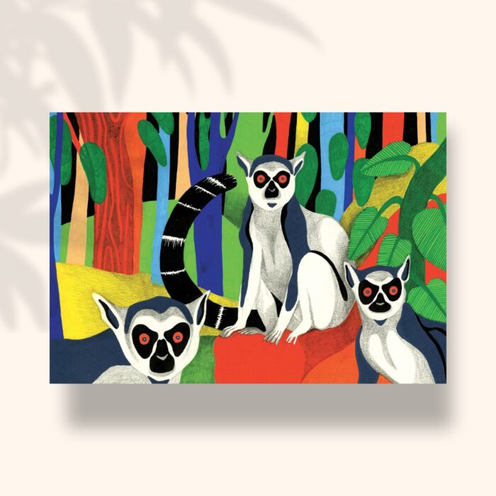 lémuriens-sigal-orane-carte-postale