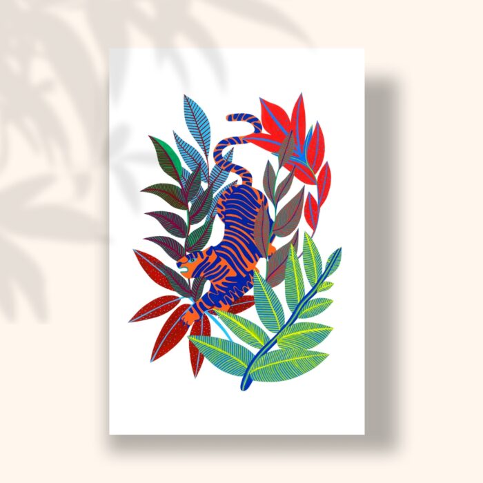 tigre-et-feuilles-sigal-orane-carte-postale