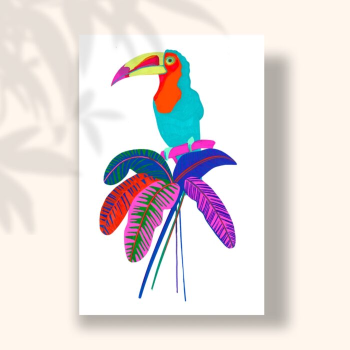 toucan-et-feuilles-sigal-orane-carte-postale