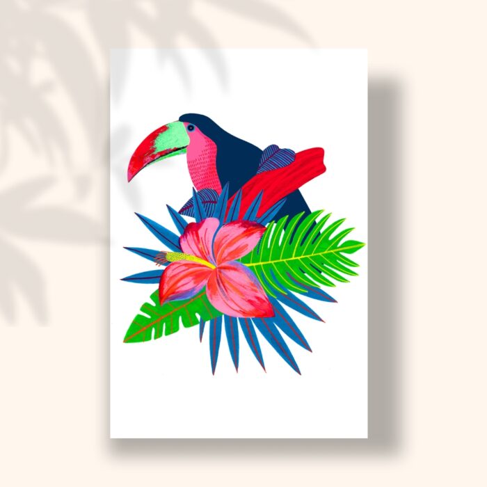 toucan-et-fleurs-sigal-orane-carte-postale