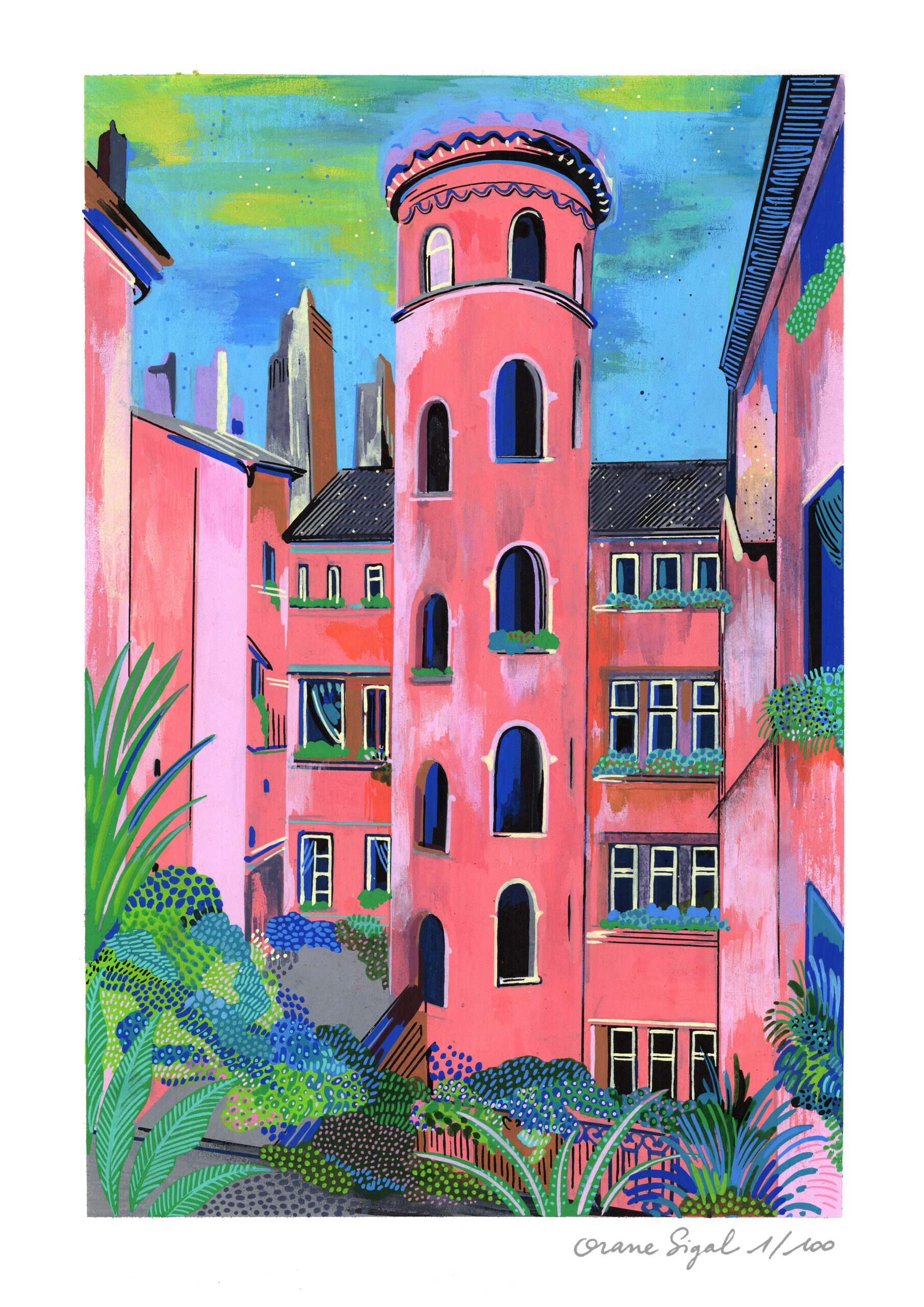 la-tour-rose-orane-sigal-lasigalerie-tirage-art-illustration-lyon-1