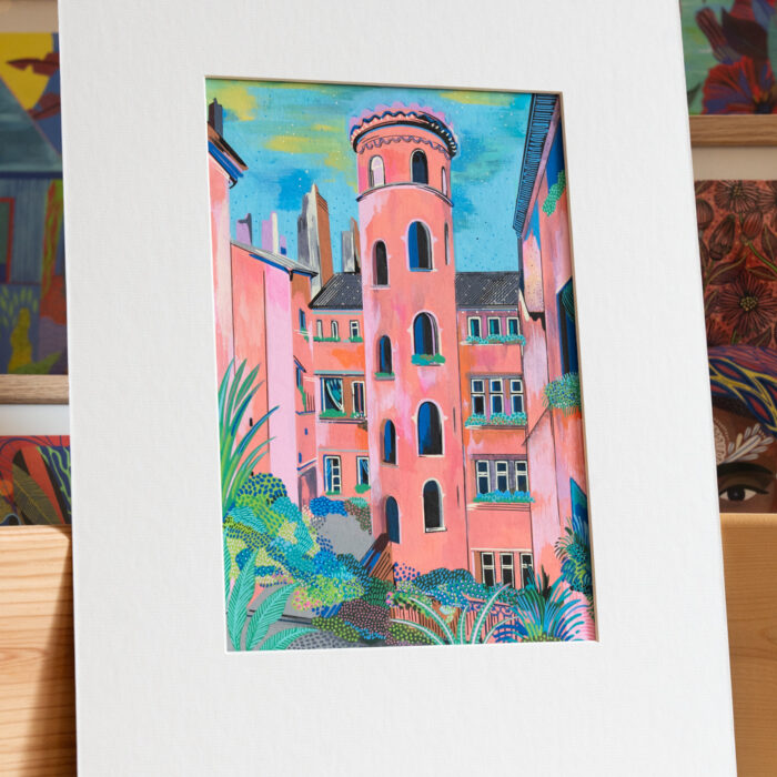 tour-rose-oeuvre-originale-oranesigal-lasigalerie-illustration-lyon