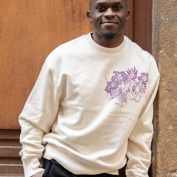 sweat-unisexe-tigre-orane-sigal-lasigalerie-illustration-sérigraphie-lyon