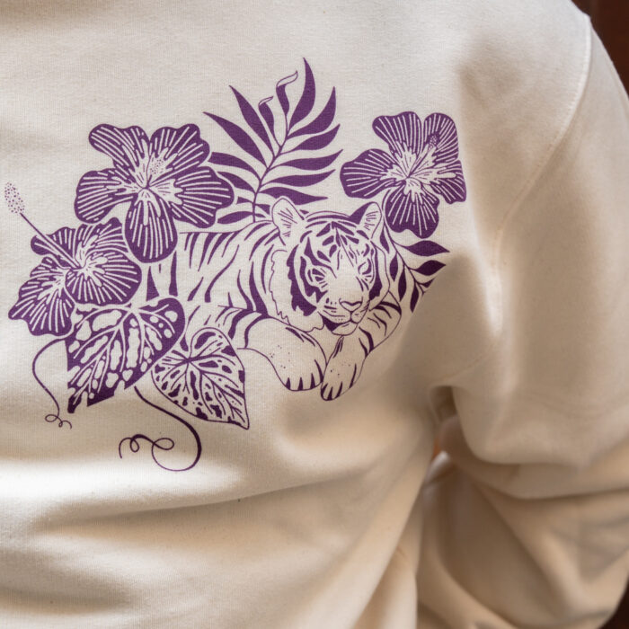 sweat-unisexe-tigre-orane-sigal-lasigalerie-illustration-sérigraphie-lyon