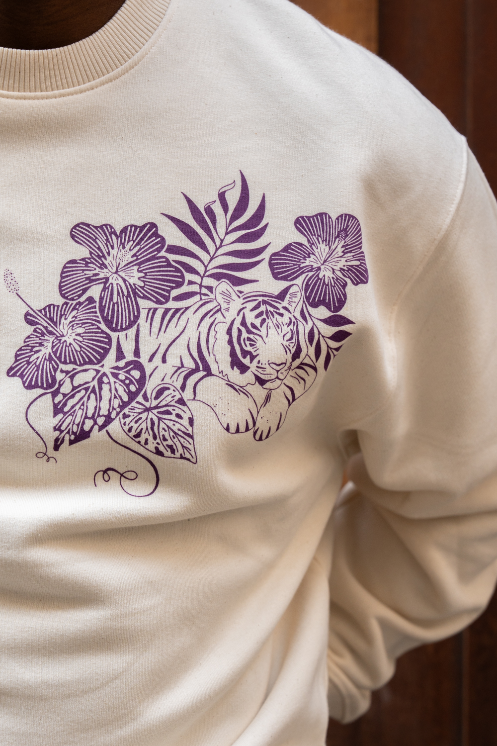 sweat-unisexe-tigre-orane-sigal-lasigalerie-illustration-sérigraphie-lyon