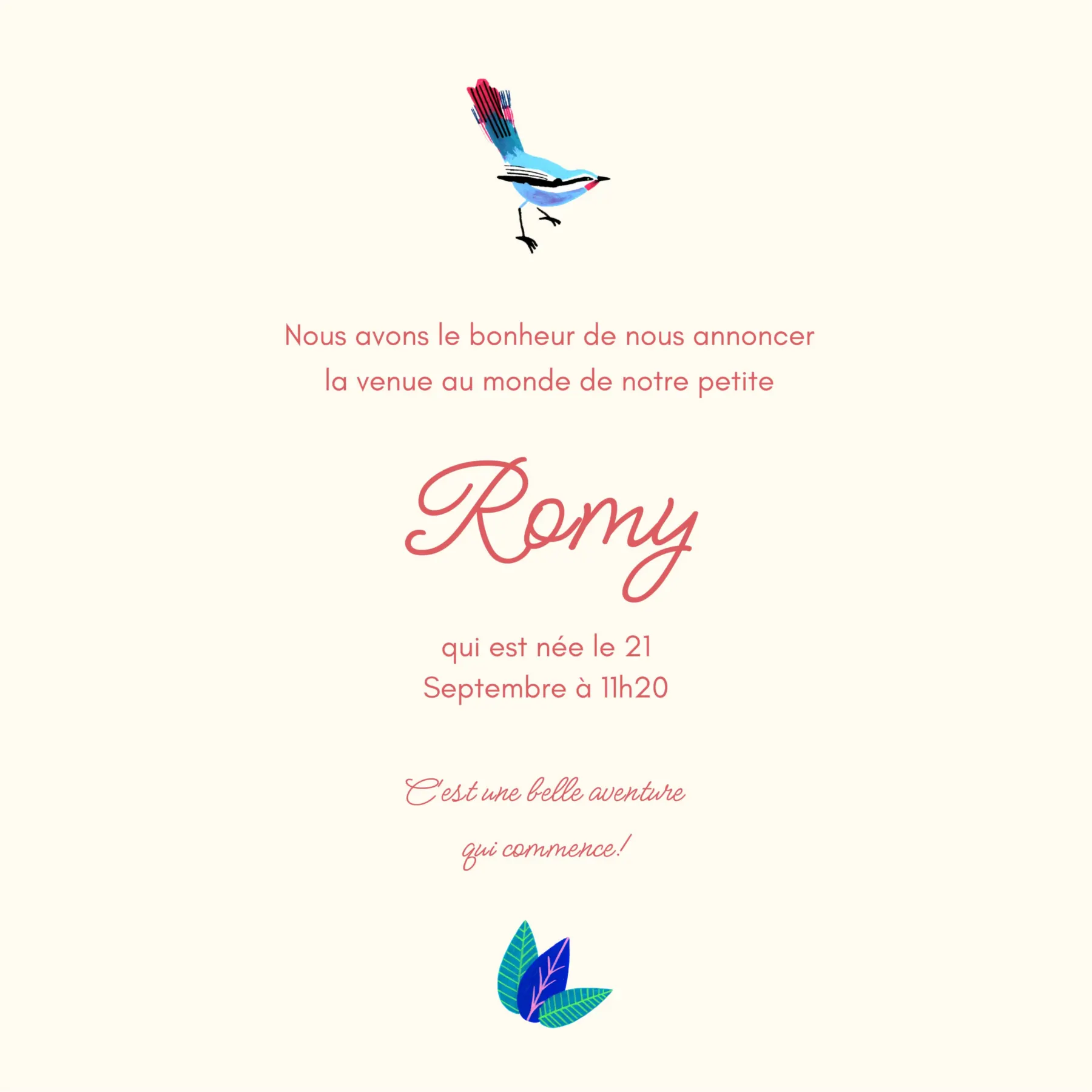 Faire-part de naissance personnalisé illustré par Orane Sigal
