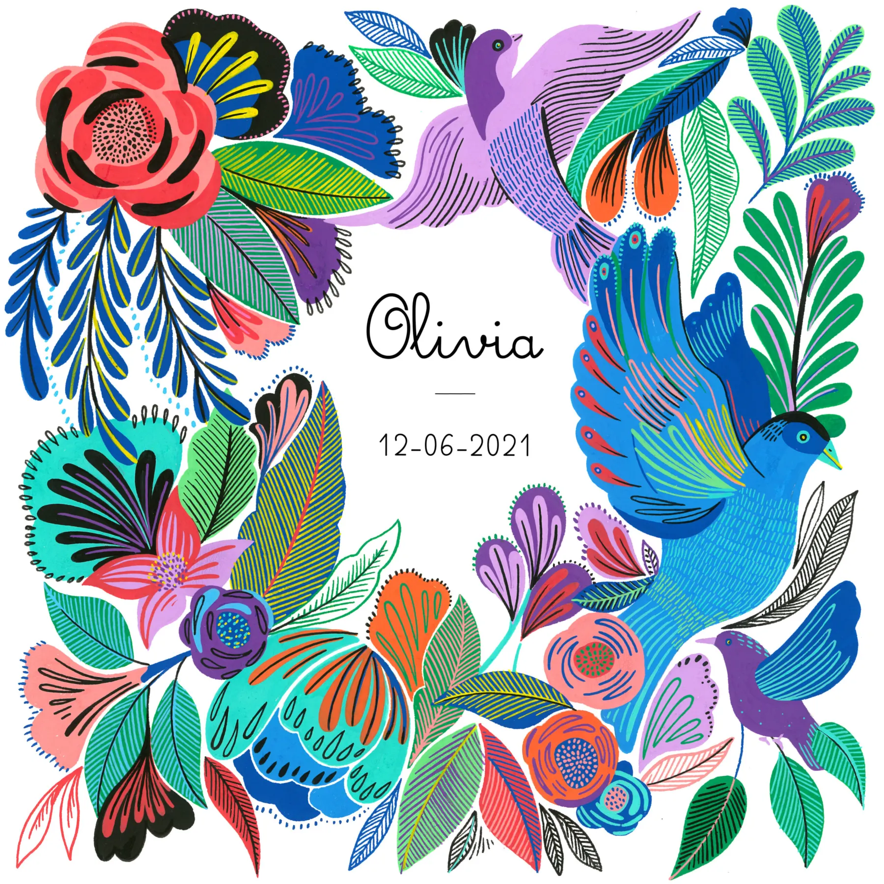 Faire-part de naissance personnalisé illustré par Orane Sigal